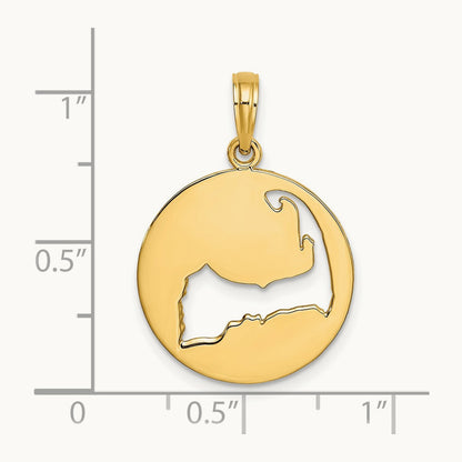 Polished Cut-Out CAPE COD Map Charm, 14K