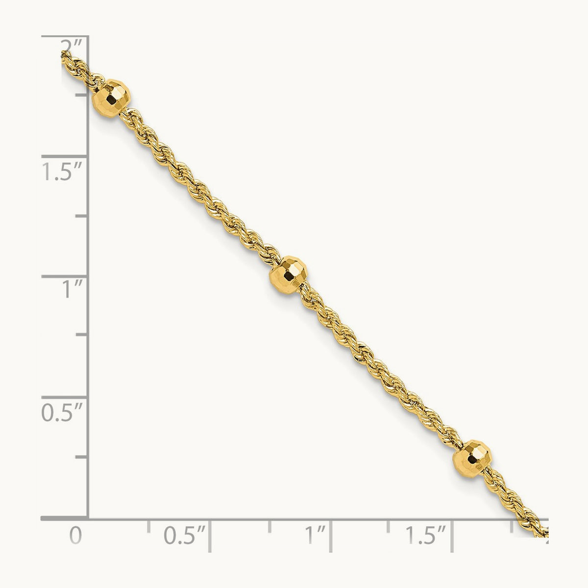D/C Beaded Rope Chain Bracelet, 14K