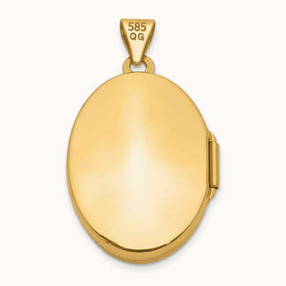 Diamond-shaped Design Oval Locket, 14K
