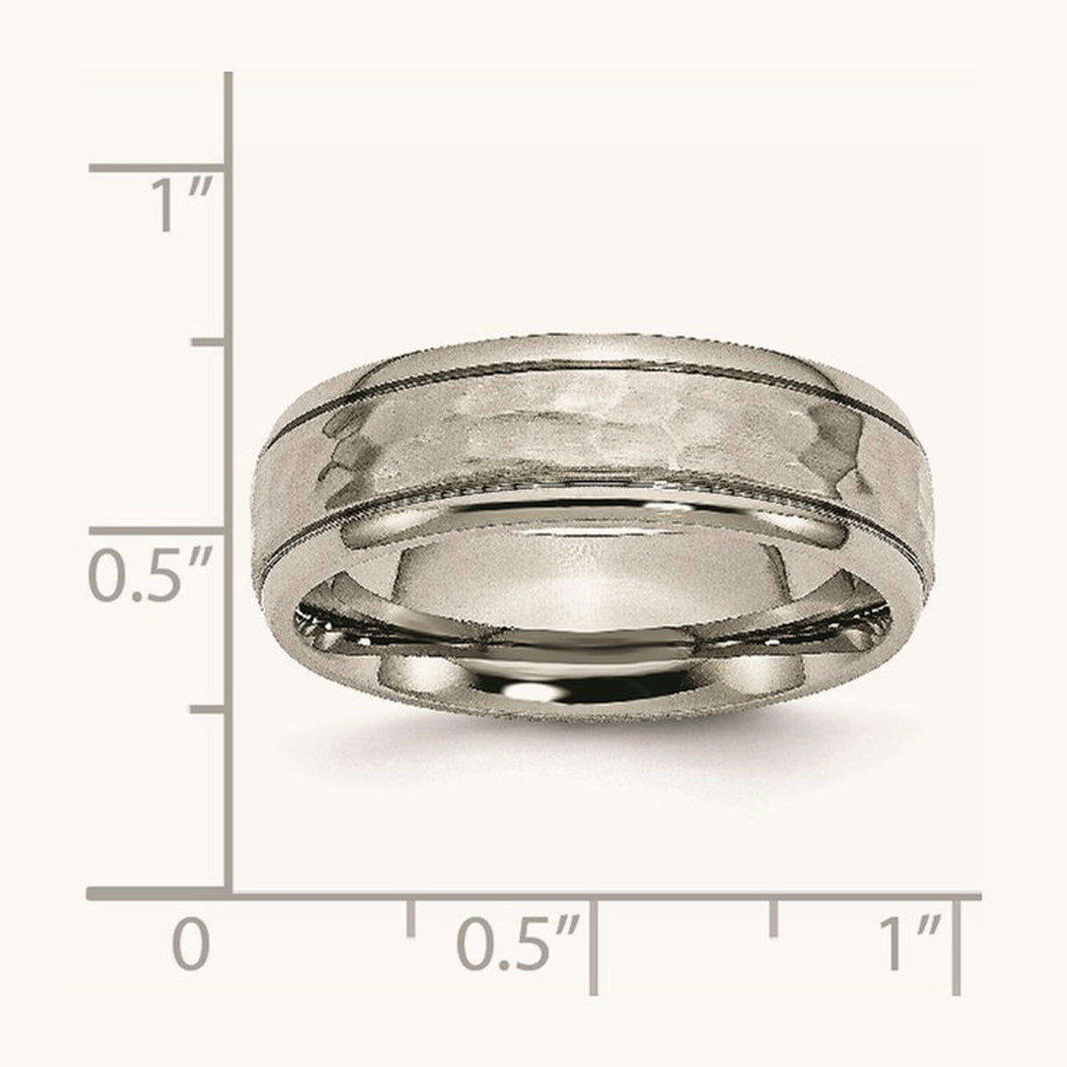 Polished and Hammered Grooved Edge Band — 9