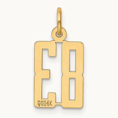 Small Elongated Number 83 Charm, 14K