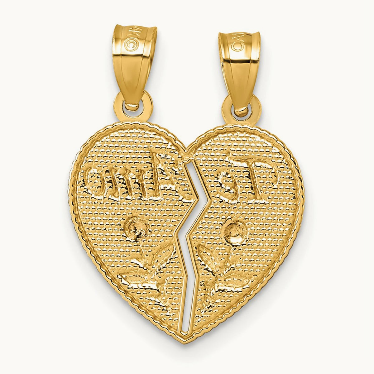 Break Apart Heart With Te Amo And Roses Pendant, 14K Two-tone