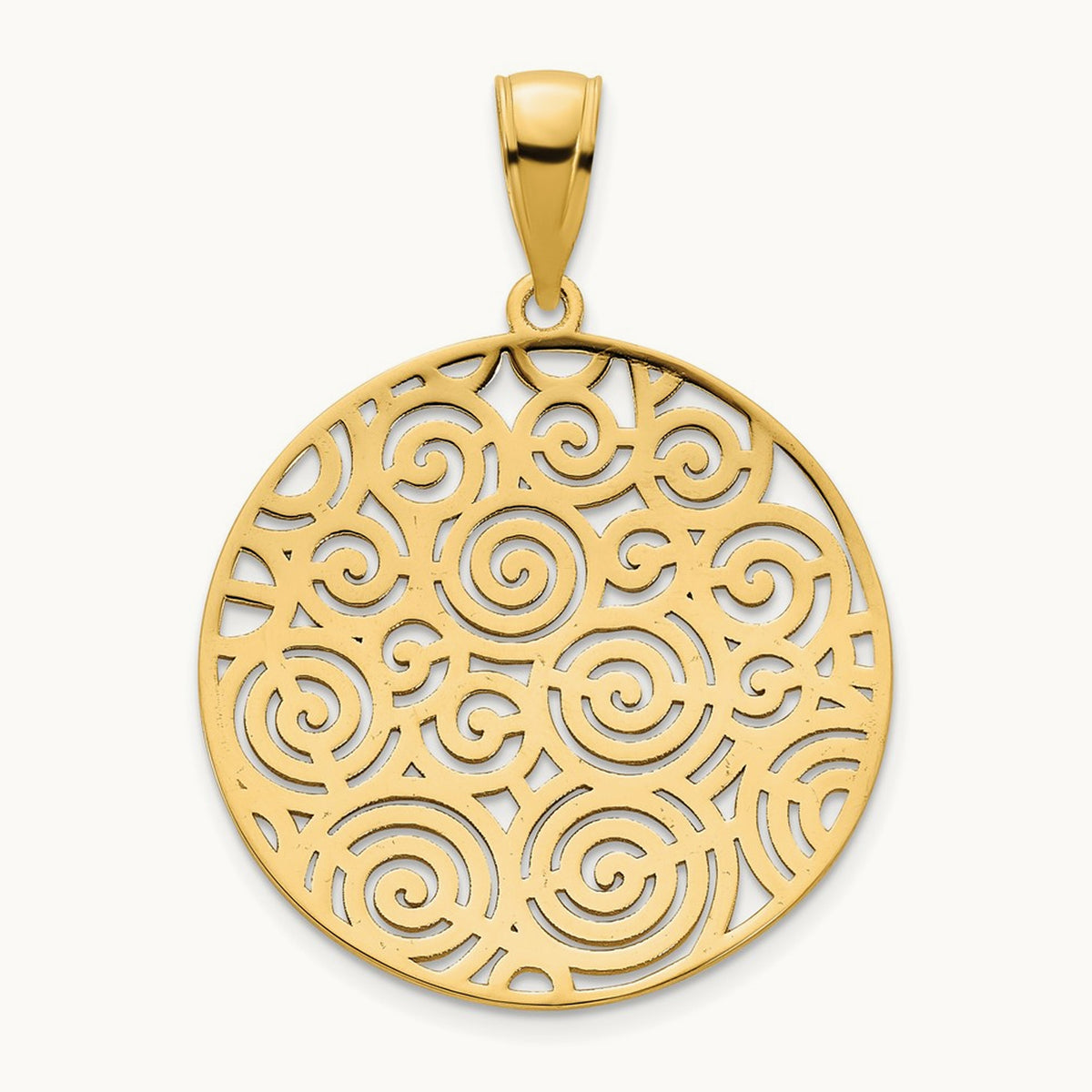 Fancy Filigree Disc Pendant, 14K