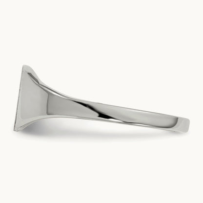 7.0x8. Closed Back Signet Ring, 5mm, 14K White Gold