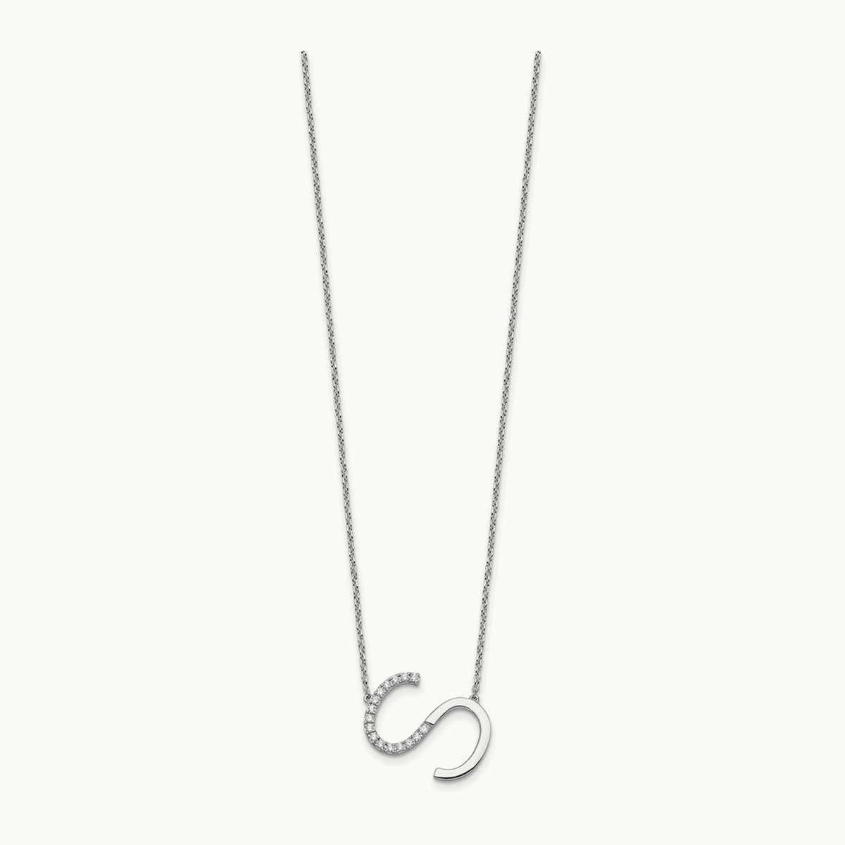 Sideways Diamond Necklace — 14K White Gold, S