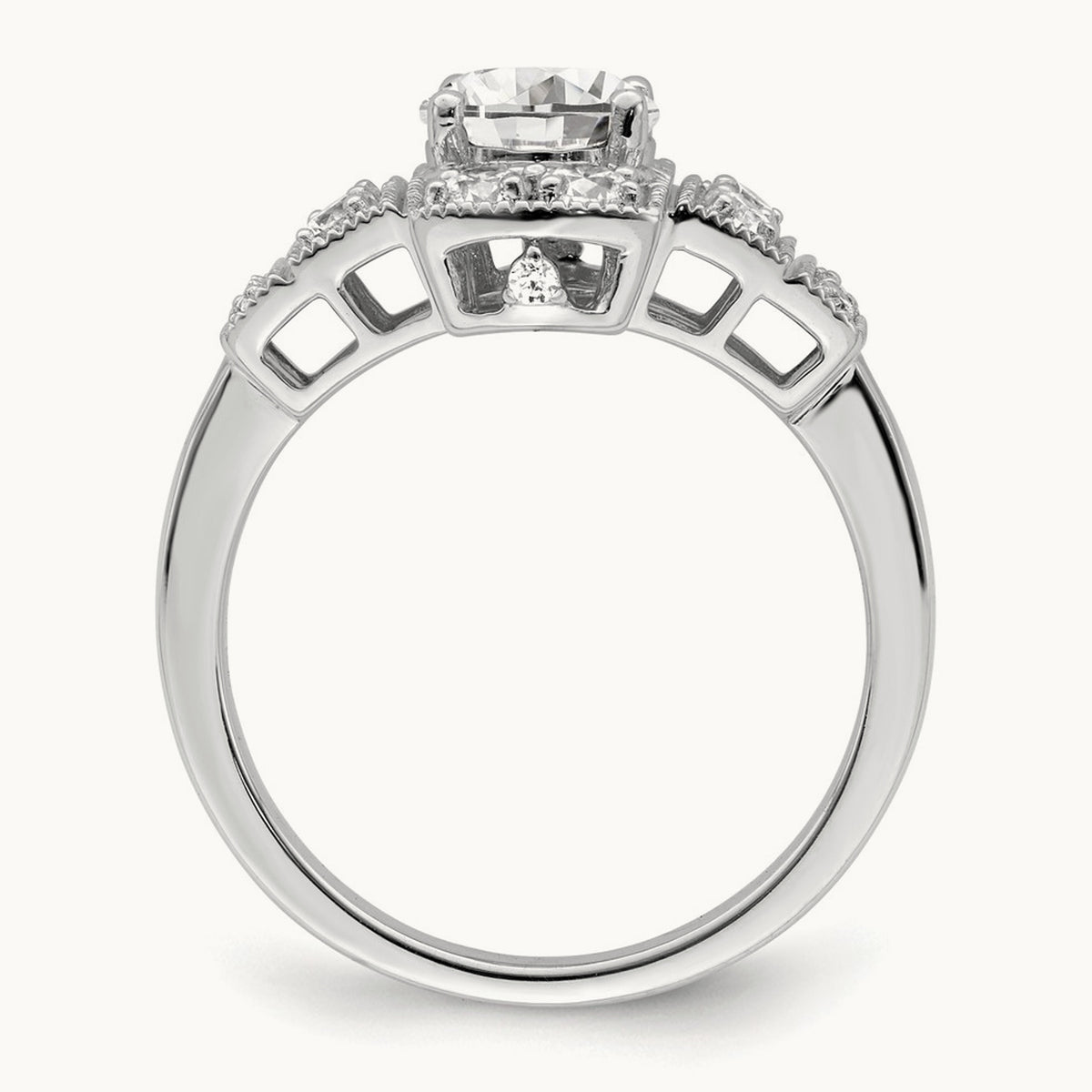 Art Deco .65ct Round Ctr Dia Semi-mount Engagement Ring, 14K White Gold
