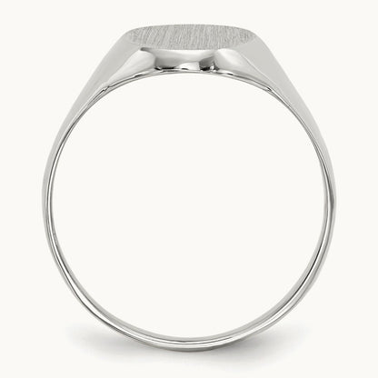 9.0x14. Closed Back Signet Ring, 0mm, 14K White Gold