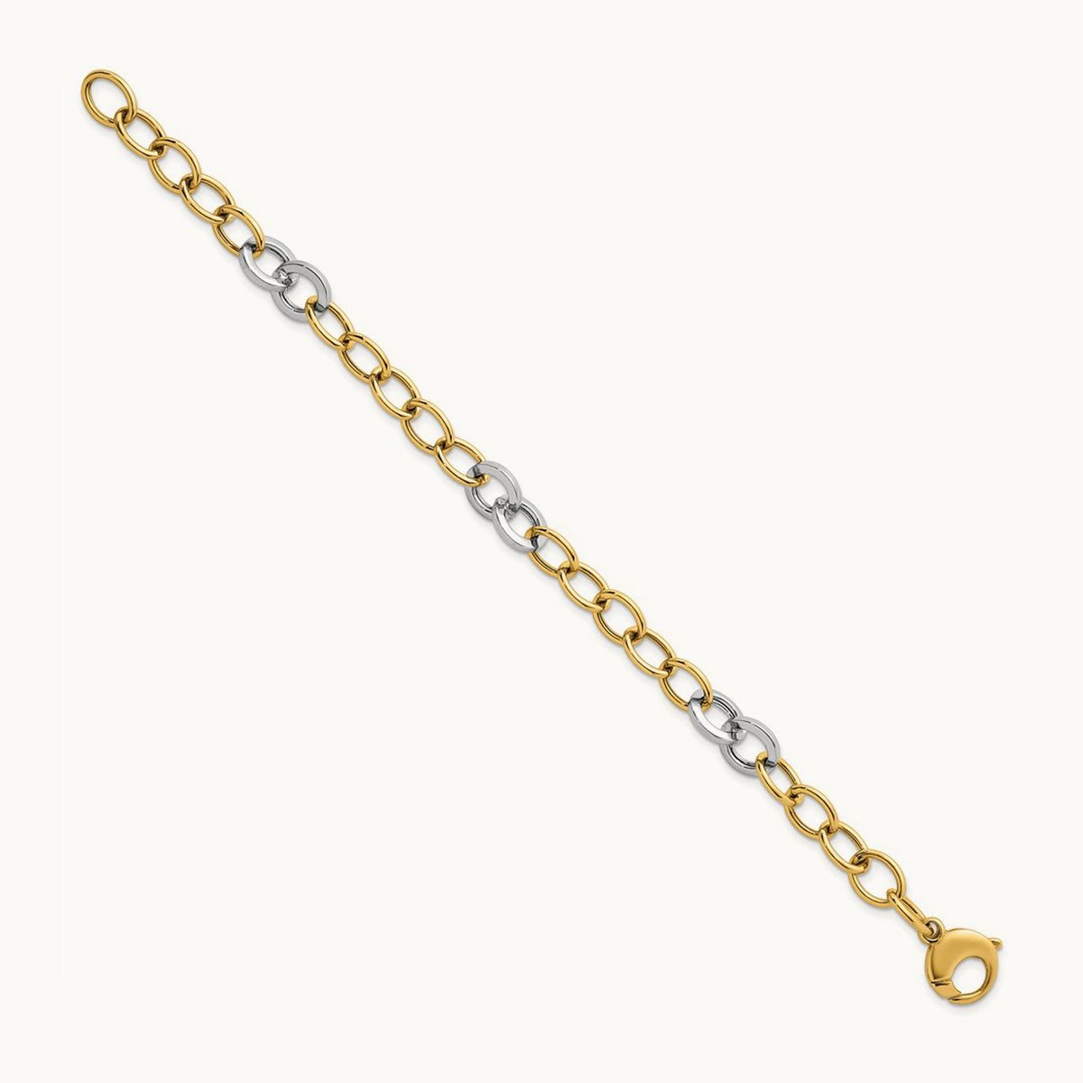 Polished Fancy Circle Chain Bracelet, 9.75mm, 14K Two-tone
