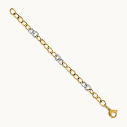 Polished Fancy Circle Chain Bracelet, 9.75mm, 14K Two-tone