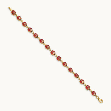 Enamel and Resin Ladybug Bracelet, 14K