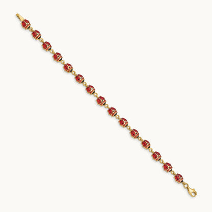 Enamel and Resin Ladybug Bracelet, 14K