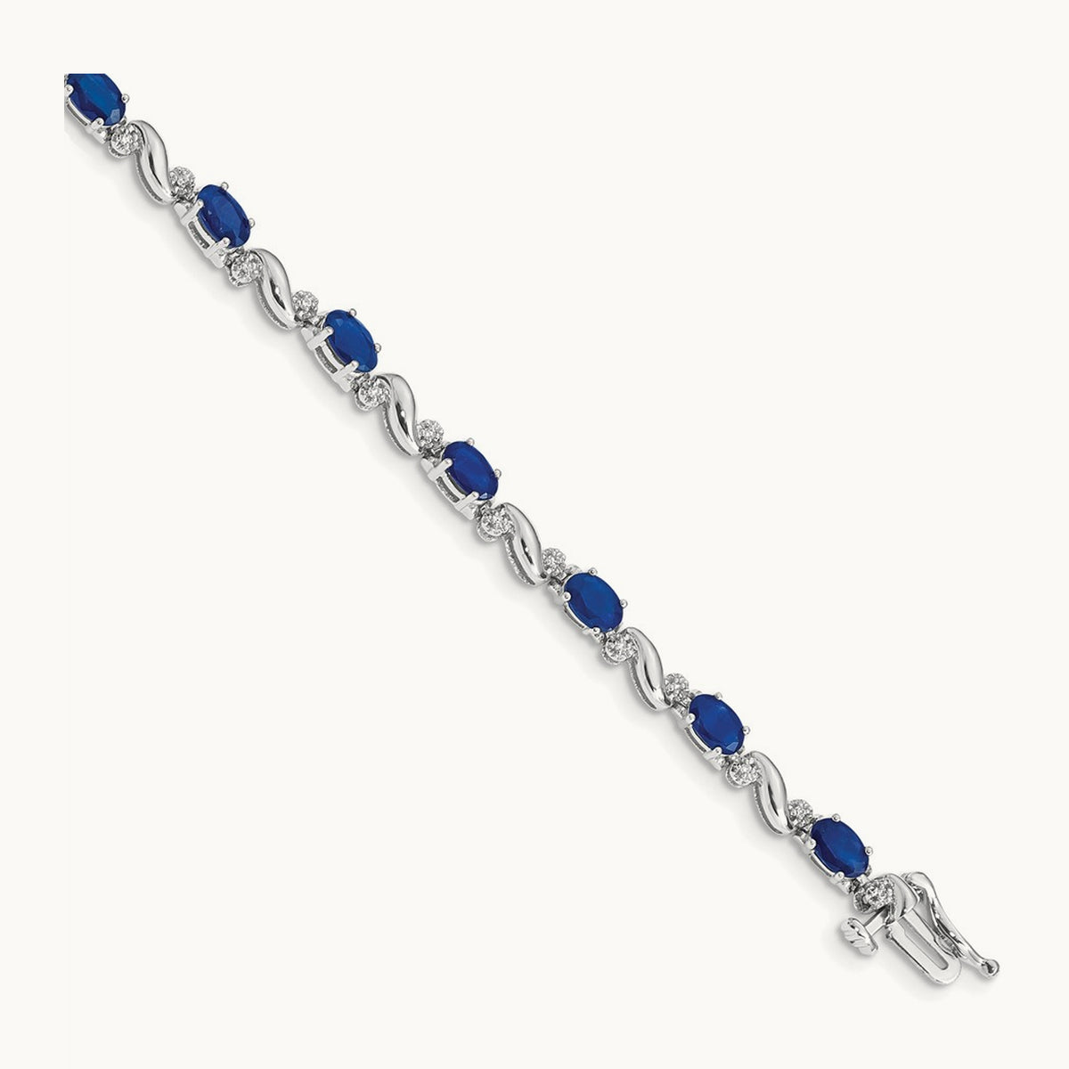 Diamond and Sapphire Bracelet, 14K White Gold