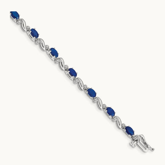 Diamond and Sapphire Bracelet, 14K White Gold