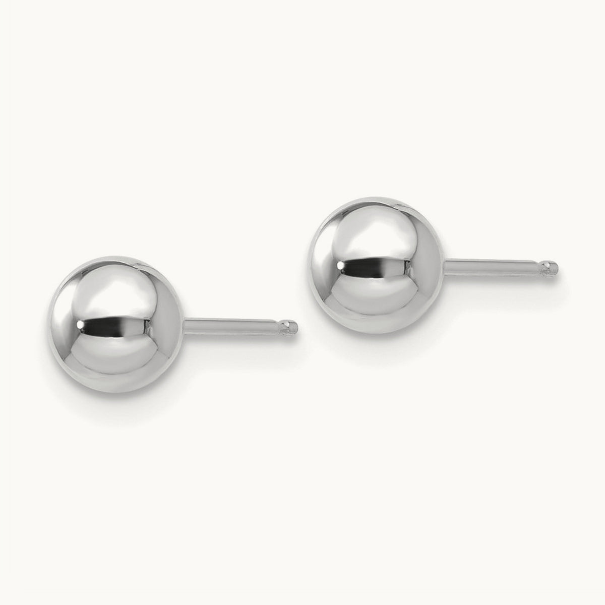 Polished Ball Post Earrings — 14K White Gold, 5mm