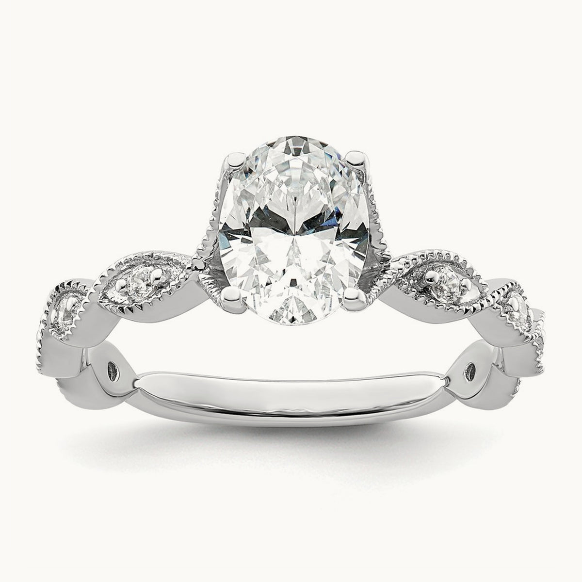 Oval Semi-Mount Engagement Ring, 0.10 ct tw Lab-Grown Diamond