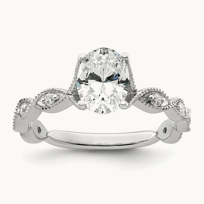Oval Semi-Mount Engagement Ring, 0.10 ct tw Lab-Grown Diamond