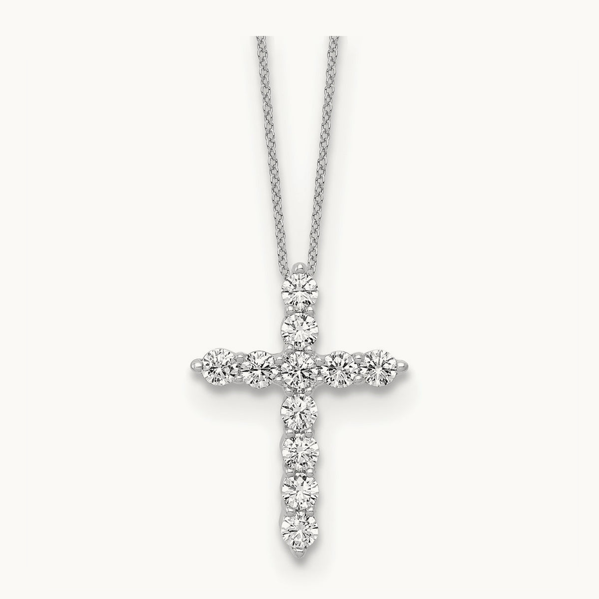 Cross Chain Slide Pendant, 0.75 ct tw Lab-Grown Diamond — 10K White Gold, 18 in