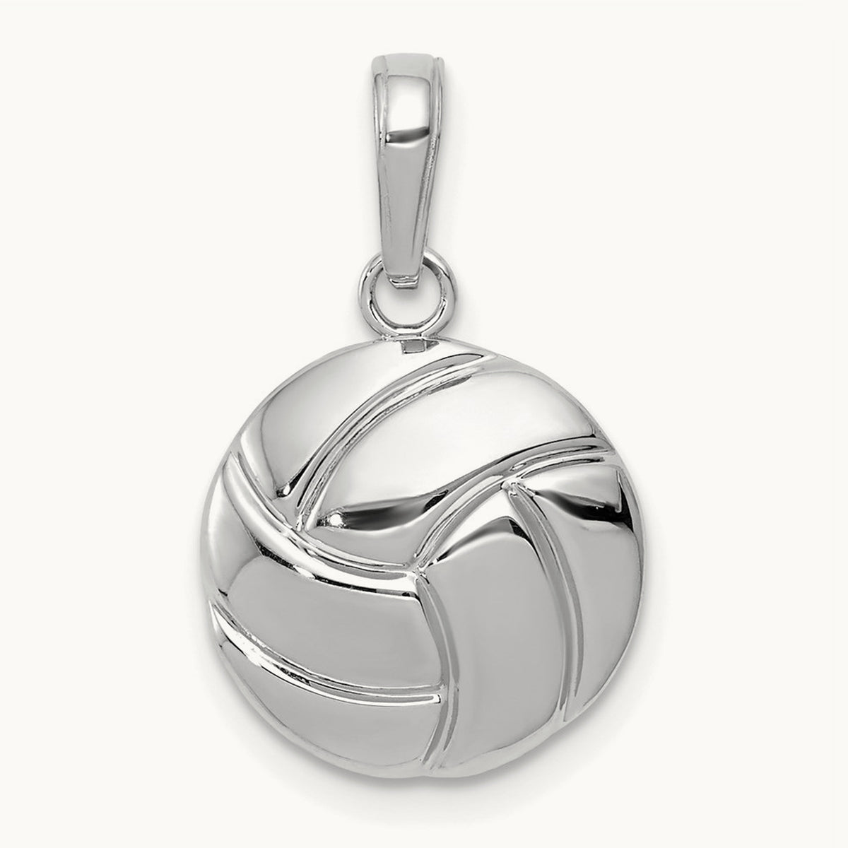 Polished Volleyball Pendant — 14K White Gold