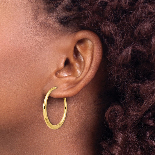 Polished Hoop Post Earrings — 14K Yellow Gold