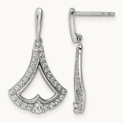 Diamond Post Dangle Earrings, 14K White Gold