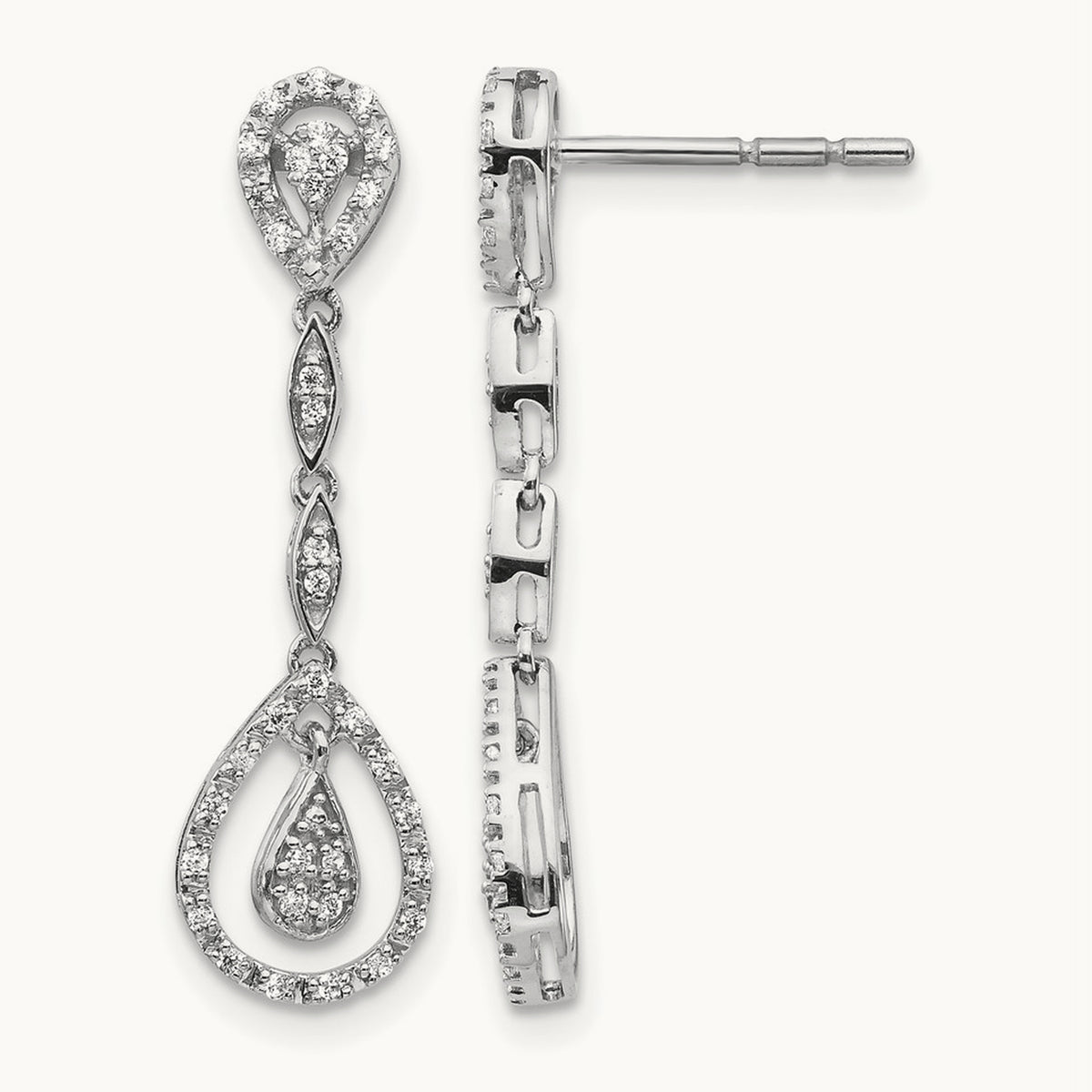 Teardrop Diamond Dangle Earrings — 28mm