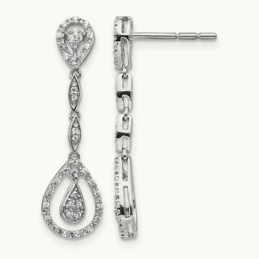 Teardrop Diamond Dangle Earrings — 28mm