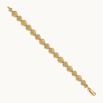 Polished /Textured Scallop Shell Bracelet, 14K