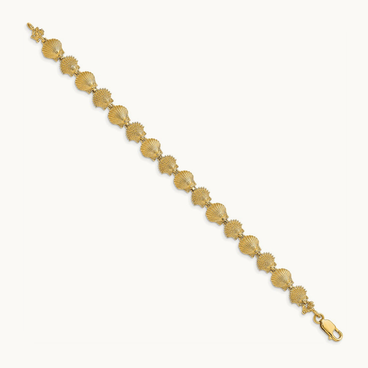 Polished /Textured Scallop Shell Bracelet, 14K