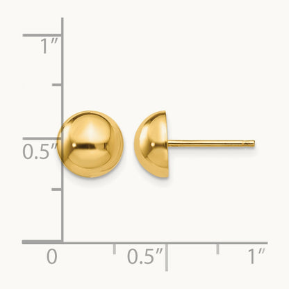 Polished Half Ball Post Earrings — 8mm