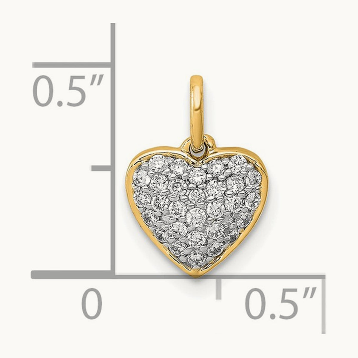 Diamond Heart Pendant — 14K Yellow Gold, 13mm