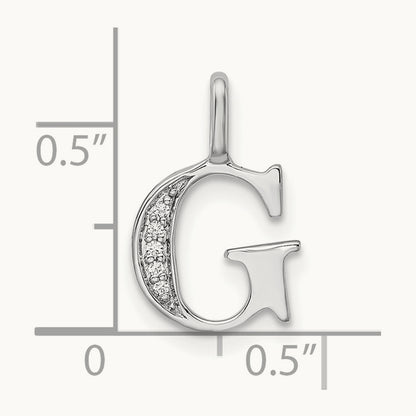 Diamond Letter G Initial Pendant, 14K White Gold