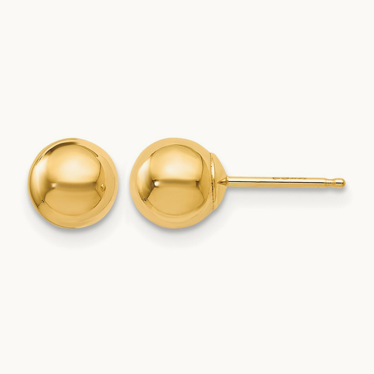 Polished Ball Post Earrings — 10K Yellow Gold, 6mm