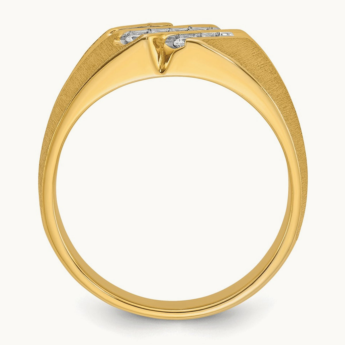 IBGoodman Men's Polished Satin and Grooved Diamond Ring, 14K