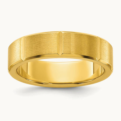 Brushed and Polished Yellow IP-plated Grooved Band — photo set
