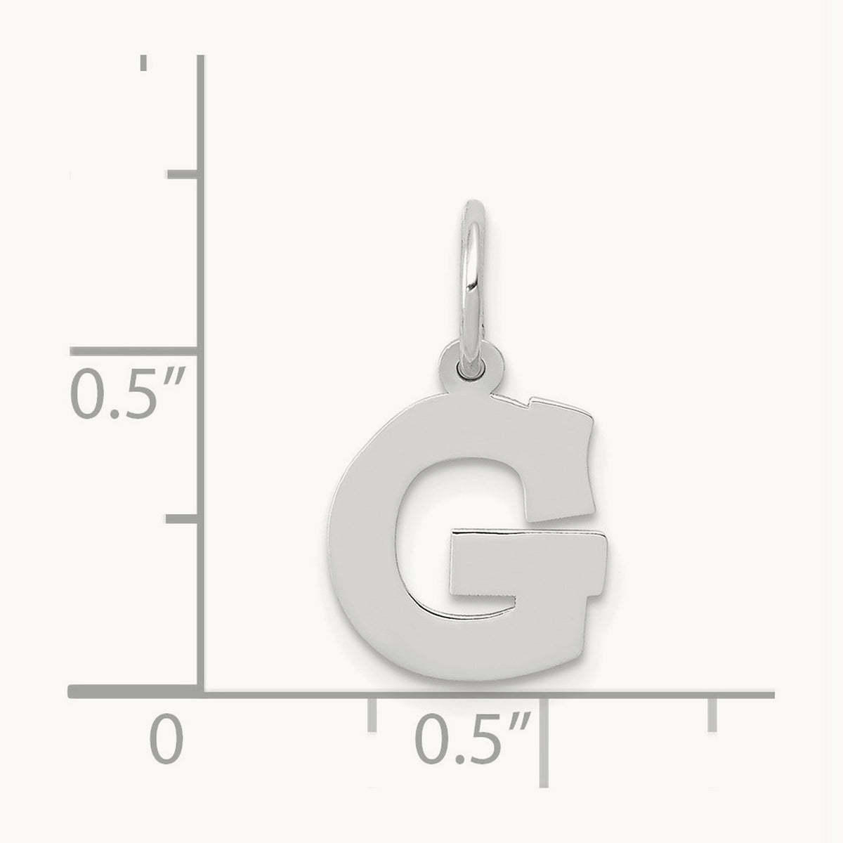Small Block Initial Charm — 14K White Gold, G