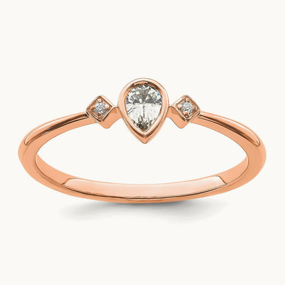 Petite Pear Complete Diamond Ring — 14K Rose Gold, 7