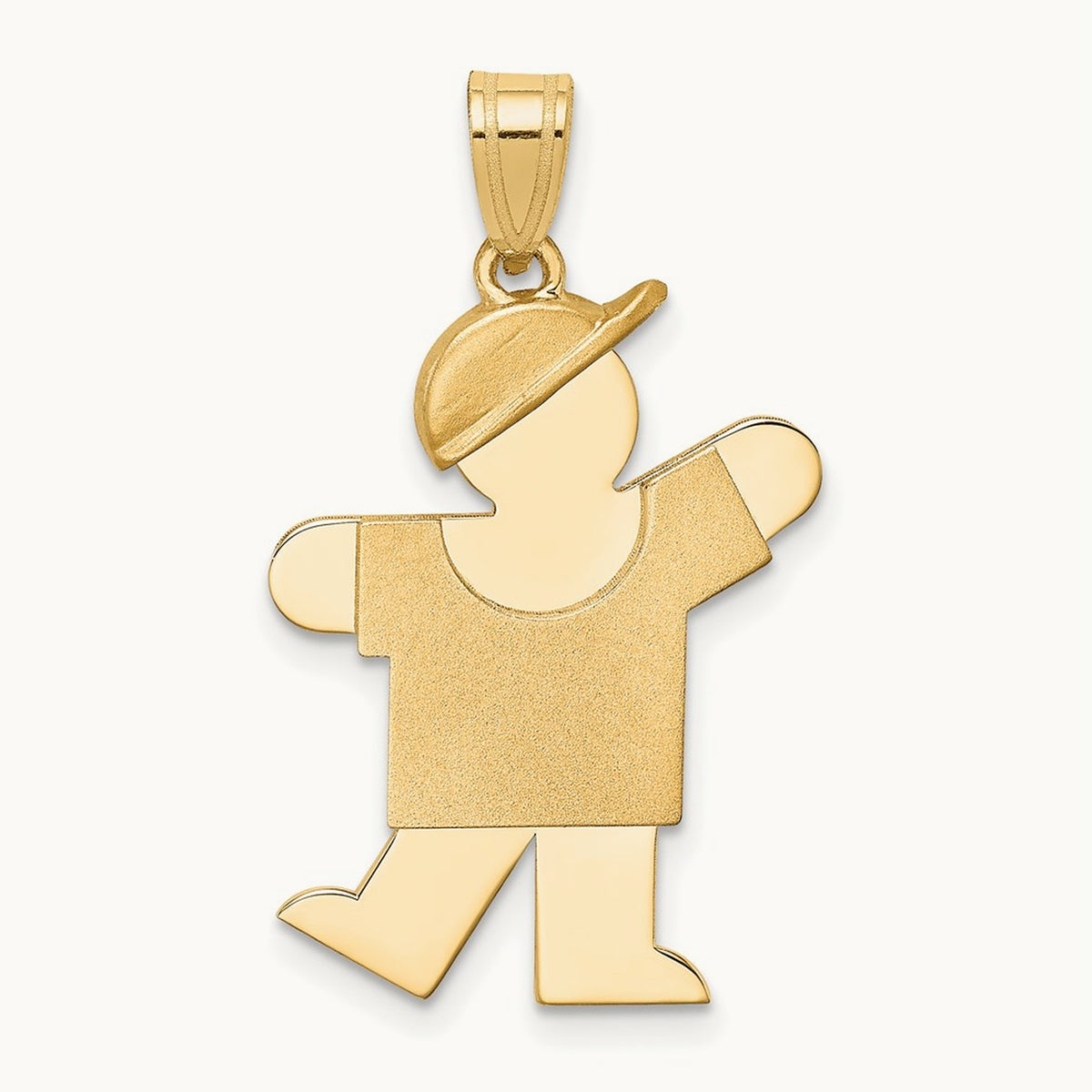 Solid Engravable Boy with Hat on Left Charm — 30mm