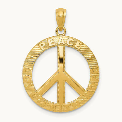 PEACE LOVE FAITH HOPE Peace Sign Pendant, 14K