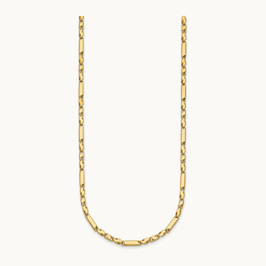 Polished Fancy Bar Link 19.75in Necklace, 14K