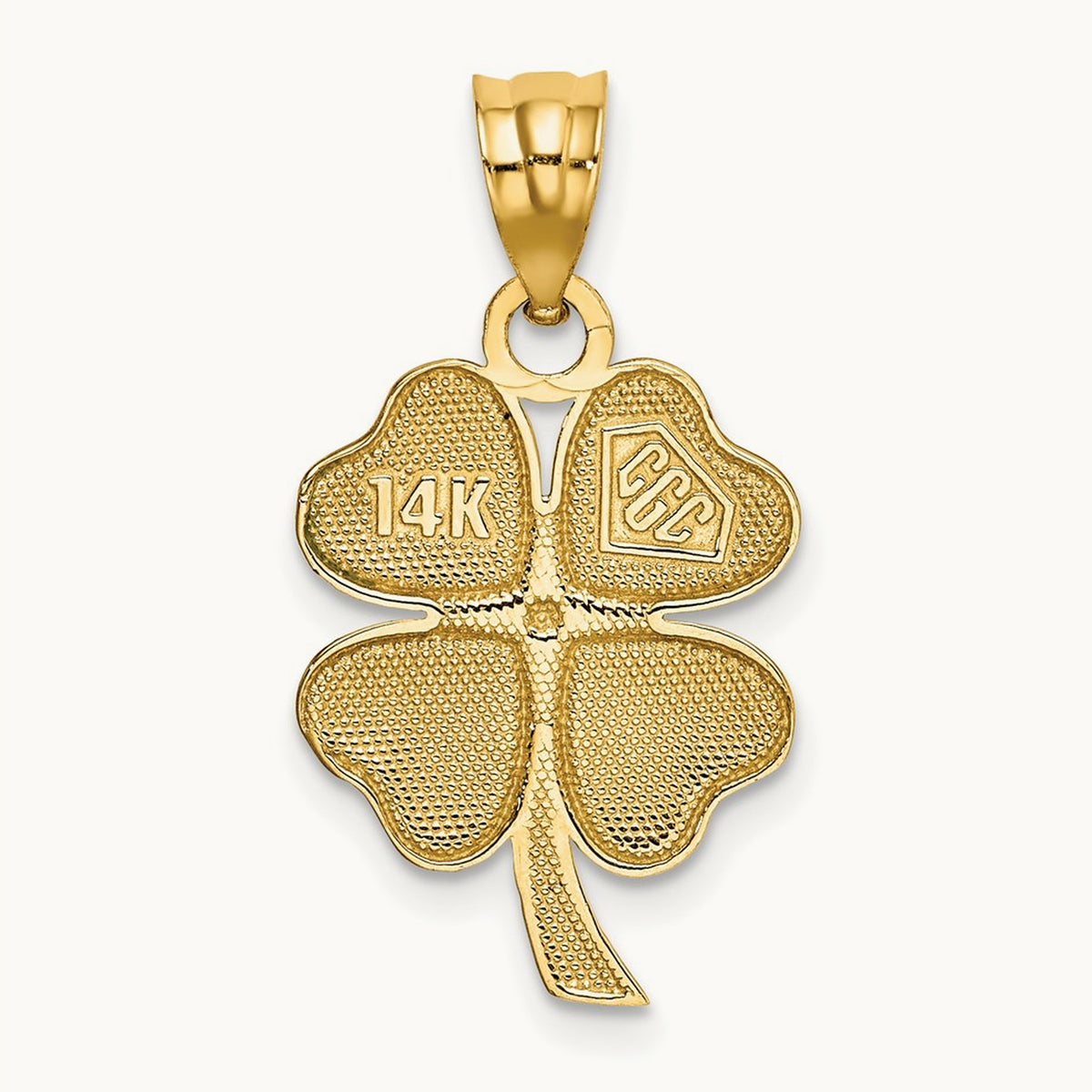 Enameled Four Leaf Clover Pendant, 14K