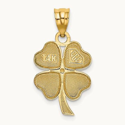 Enameled Four Leaf Clover Pendant, 14K