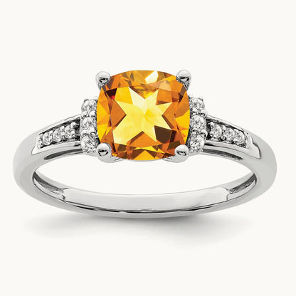 Cushion Citrine and Diamond Ring — photo set