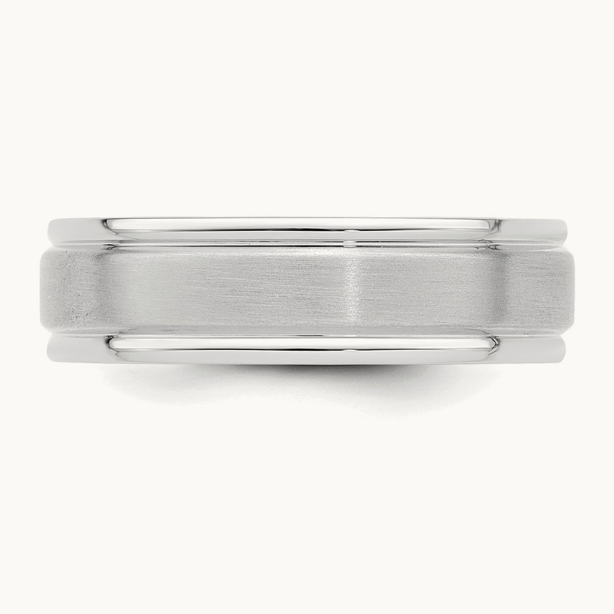 Standard Comfort Fit Brush Satin Fancy Band, 14K White Gold
