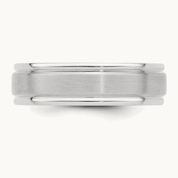 Standard Comfort Fit Brush Satin Fancy Band, 14K White Gold