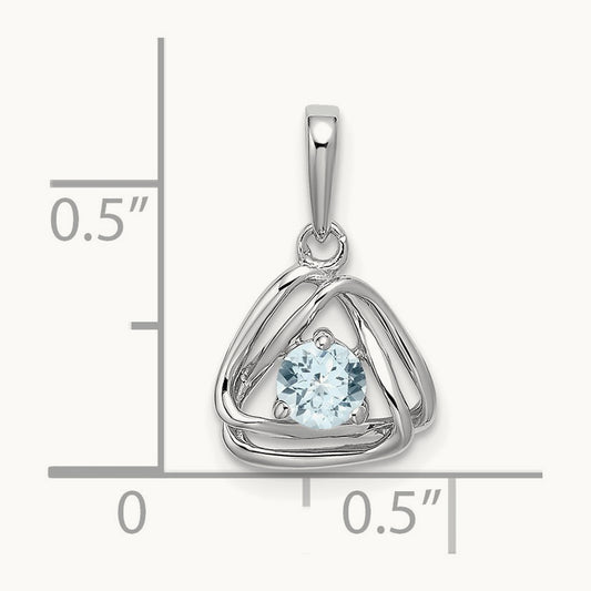 Aquamarine Triangle Pendant — 14K White Gold