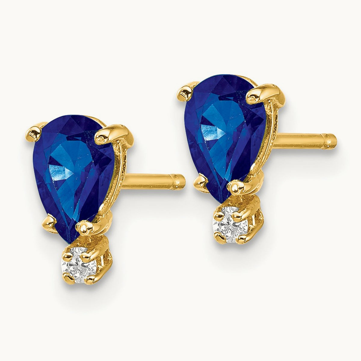 6x4mm Pear Sapphire & AAA Diamond Earrings, 14K