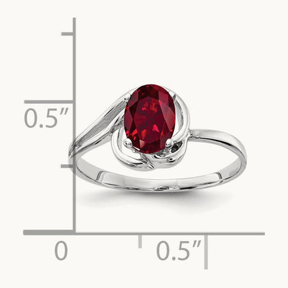 7x5mm Oval Created Ruby ring, 14K White Gold