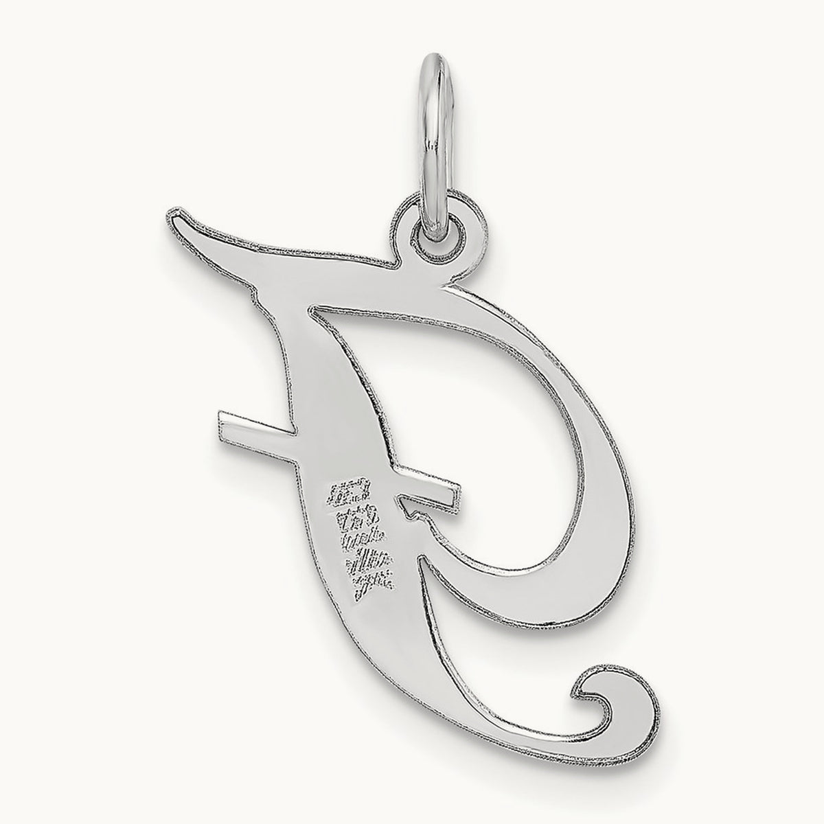 Medium Fancy Script Initial Charm — 14K White Gold, F