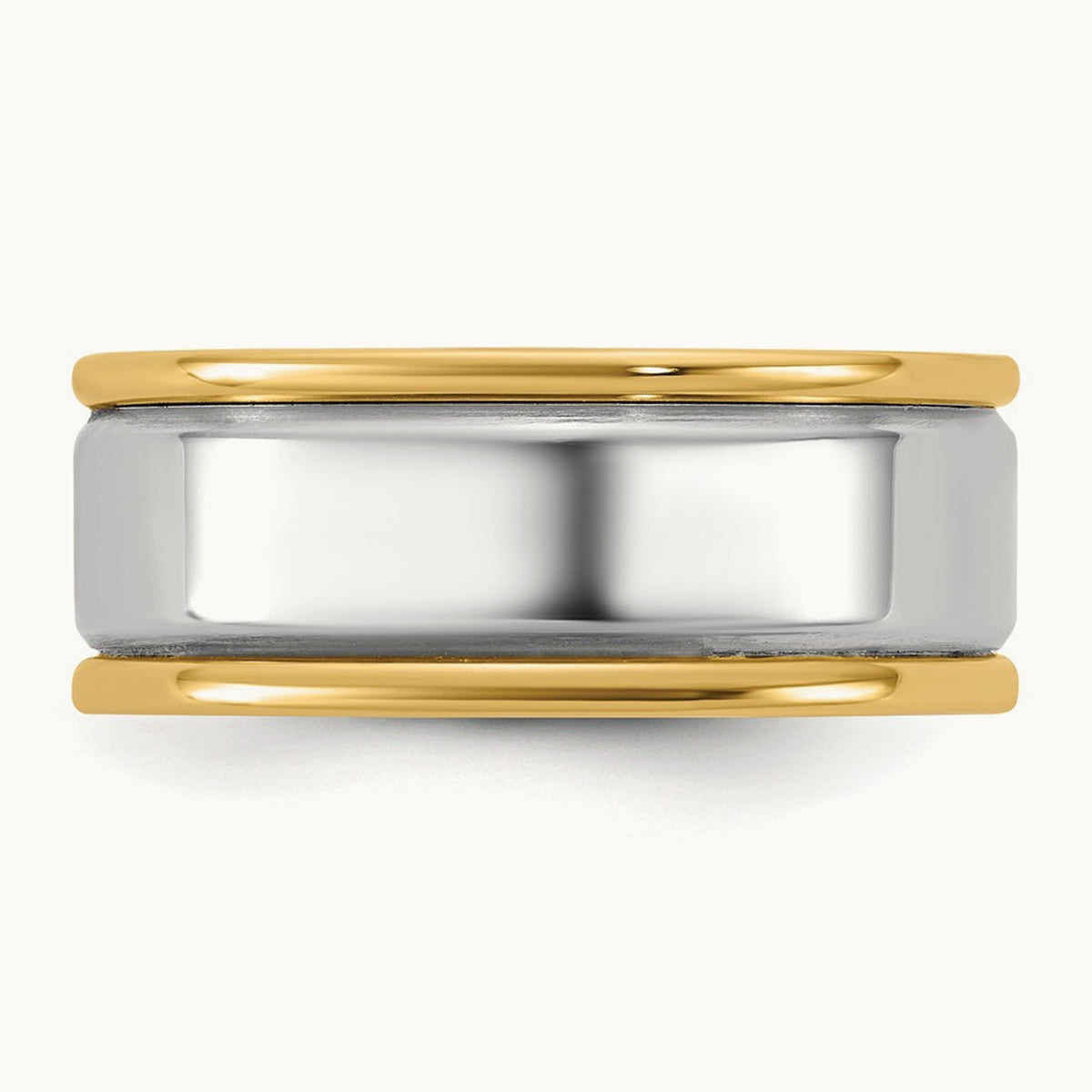Y/W Step Up Beveled Wedding Band, 8mm, 14K Two-tone