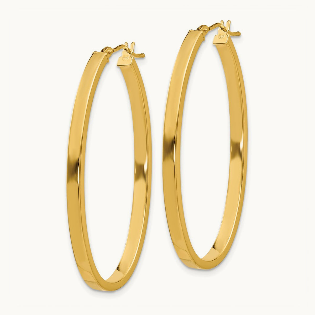 Polished Oval Hoop Earrings — 3mm